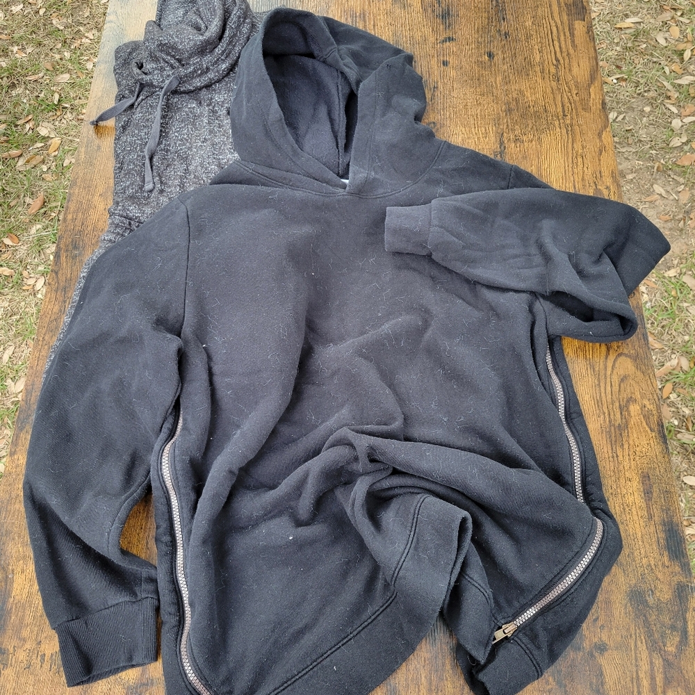 Black Hoodie with Zipper Accents